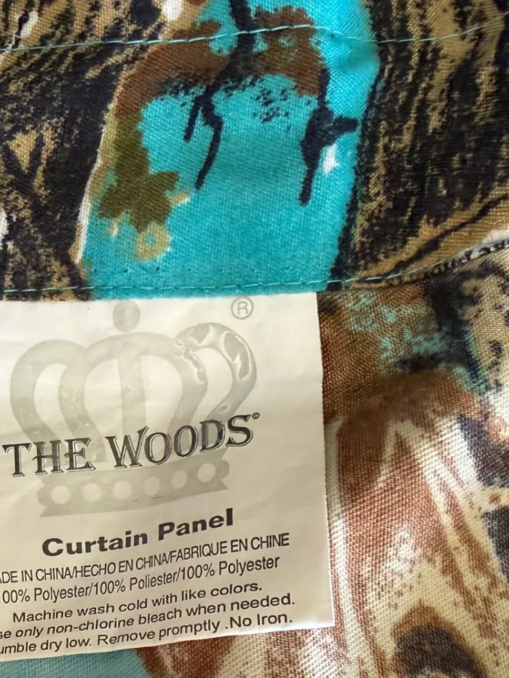 The Woods Set Of 4 Teal Camo Curtain Panels 41.5”x82” Birch Tree Woodland Print